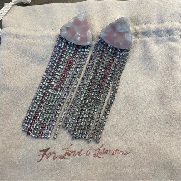 For Love and Lemons - Azalea Crystal Earrings, Pinky - Picture 3 of 4